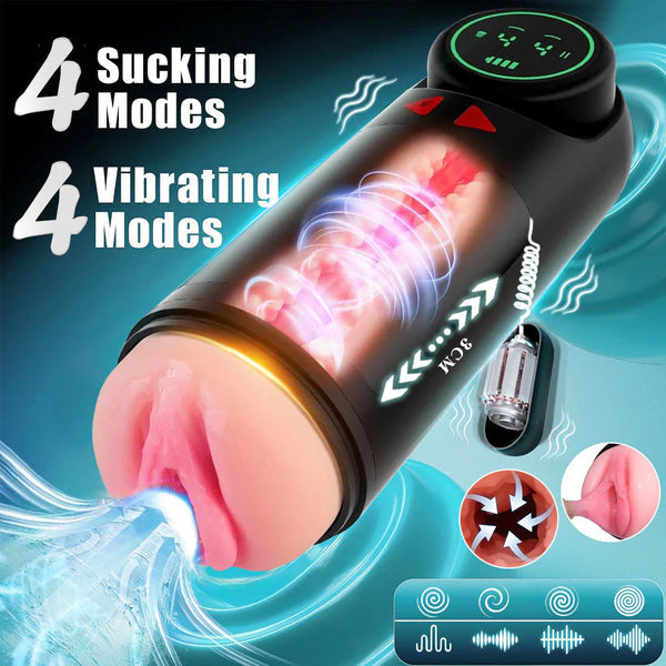 3 IN 1 Automatischen Masturbator Stroker Blowjob mit 4 Saug und Vibrations und Stoßmodi