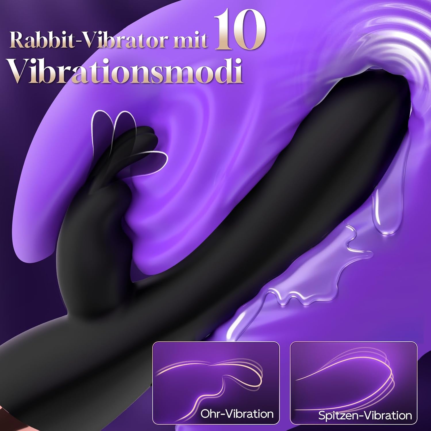 Vibrator Sex Spielzeug für die Frau, Vibration für Frauen Schwarz | Vibratorensets für Frauen Klitoris, Dildo Rabbit Vibratoren mit Klitorisstimulation, 10 Vibrationmodi Sextoysets für Damen